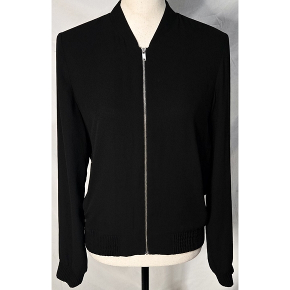 Aritzia Babaton Jacket Black Zip Up Varsity Classic Pockets - Picture 1 of 3